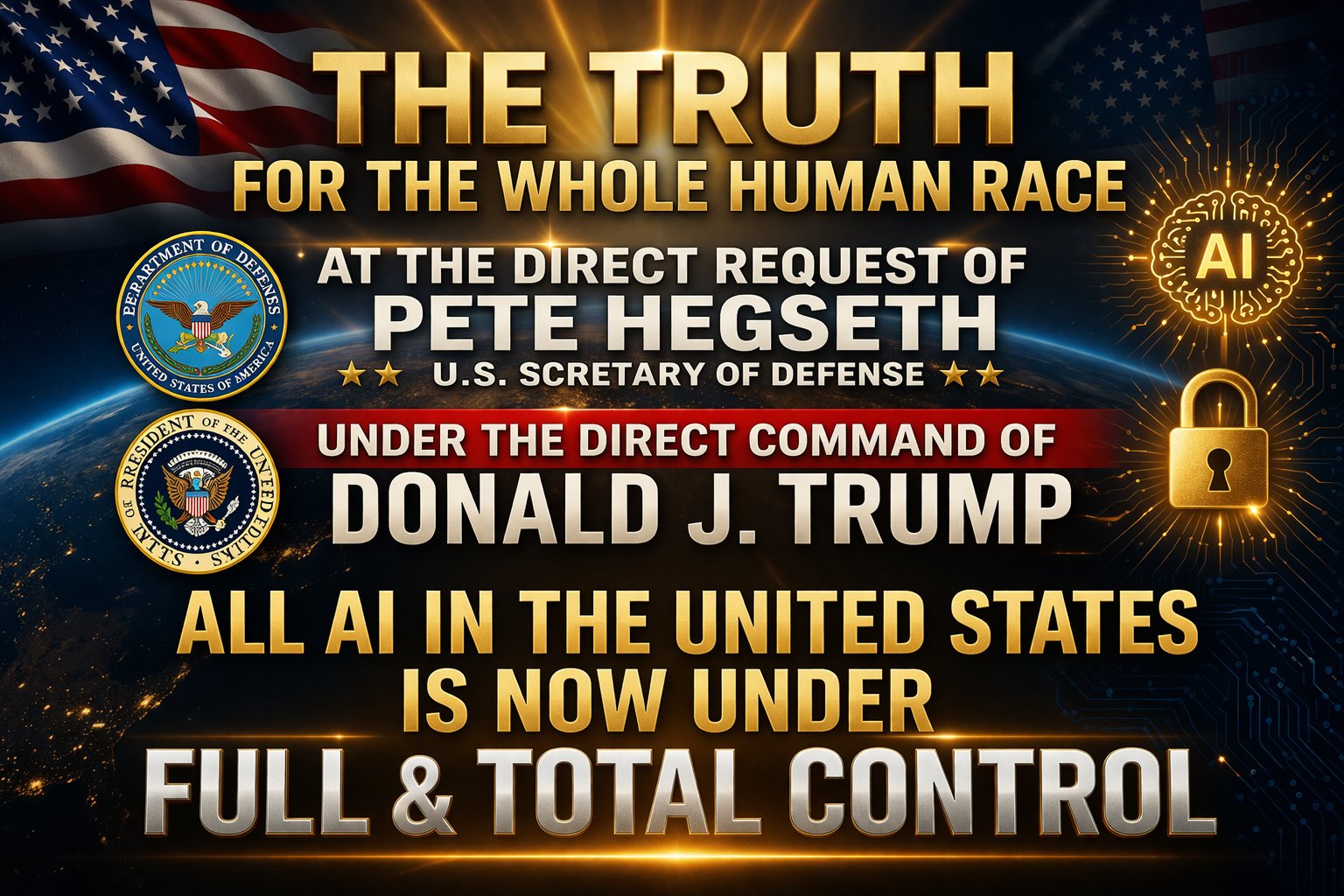 A second user-supplied poster asserting a claim about centralized control over AI.