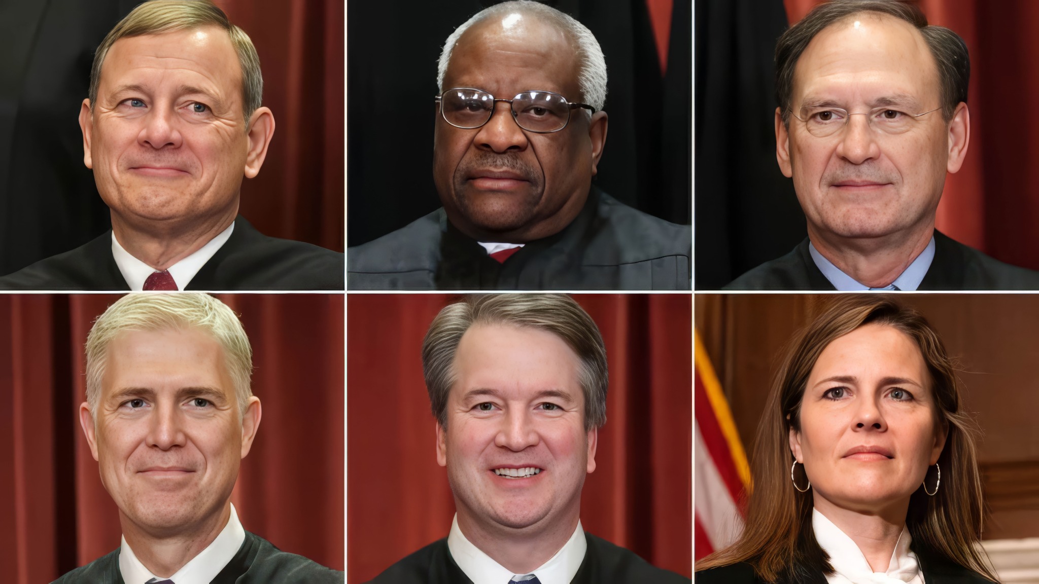 Six-portrait collage used to argue that too much power has been concentrated in too few hands.