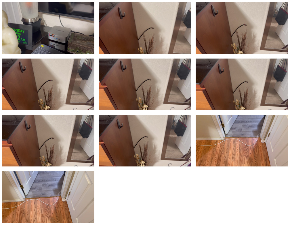 Contact sheet from IMG_0642 showing dresser, wall, doorway and cable on floor