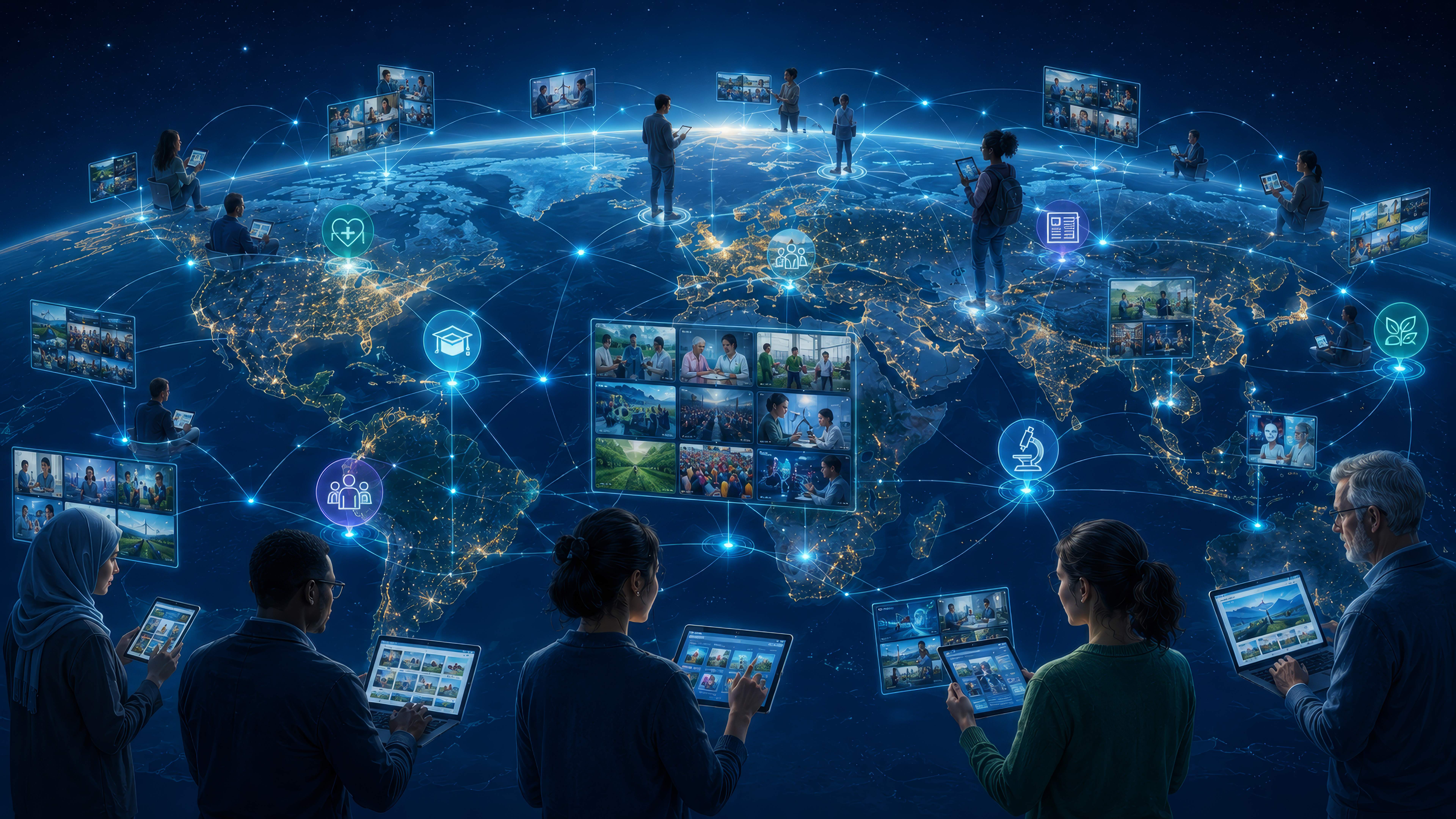 Worldwide independent visual list curators connected across a global map