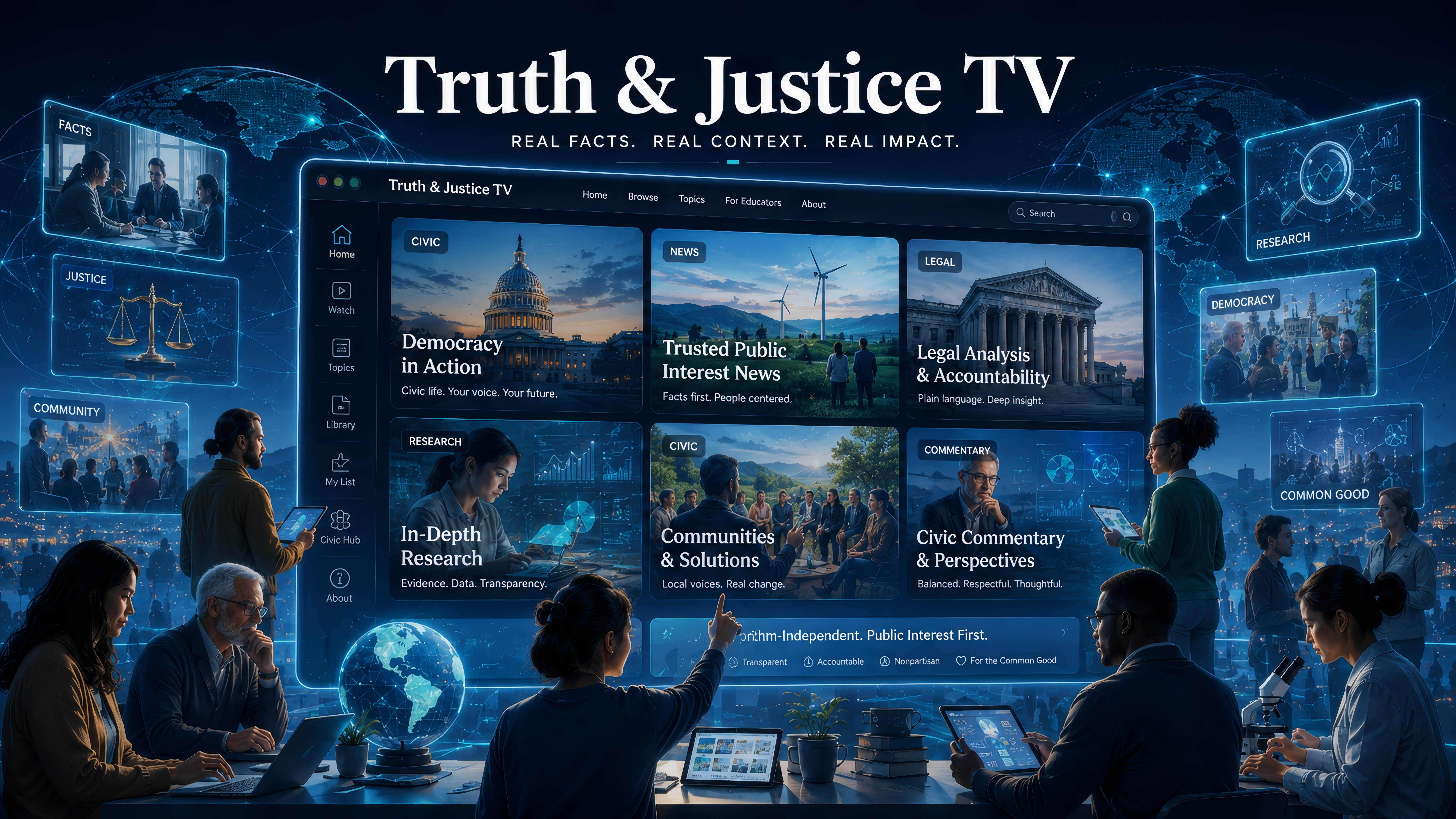 Truth and Justice TV visual grid demo