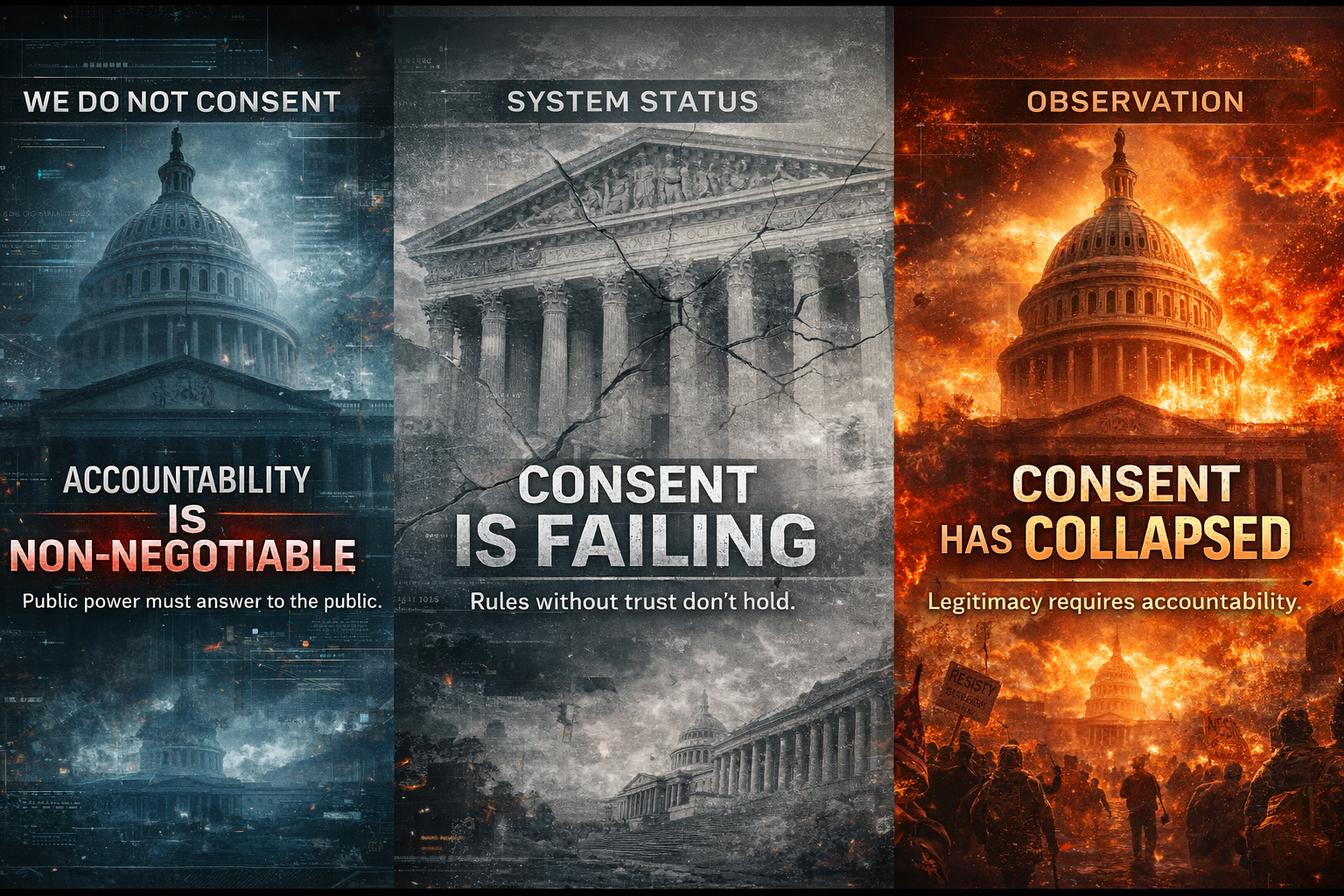Consent, accountability, legitimacy triptych