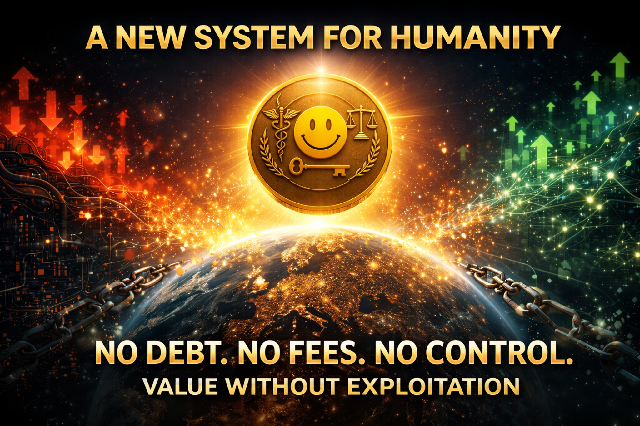 New system for humanity: no debt, no fees, no control