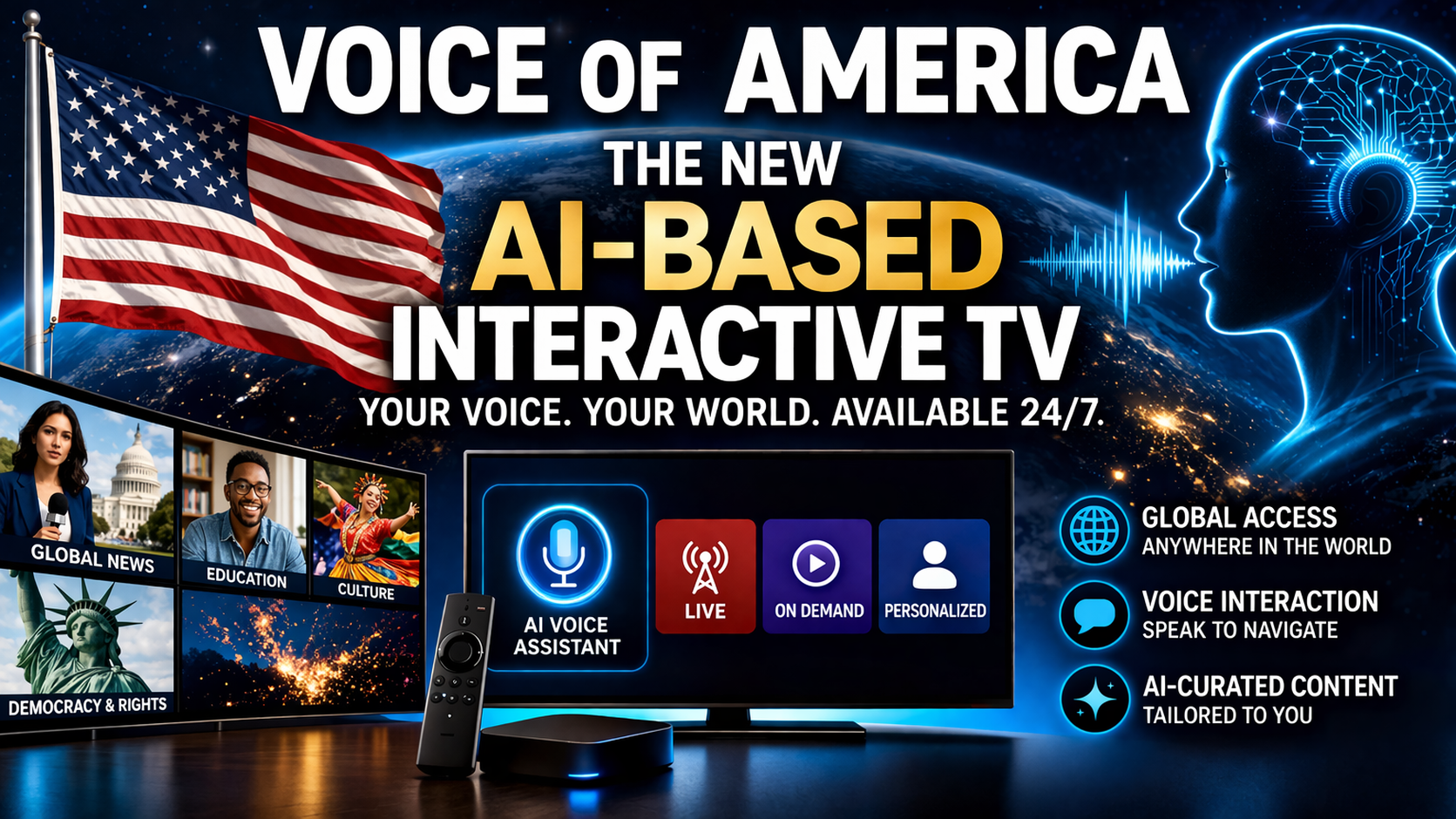 Voice of America AI interactive TV